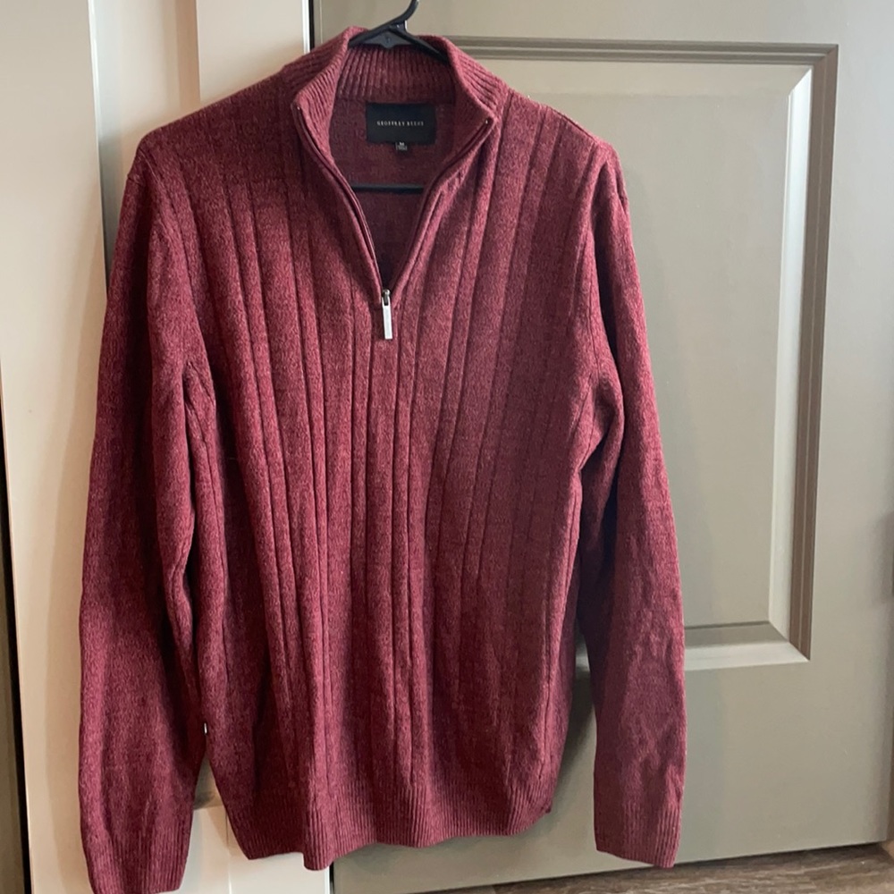 Geoffrey Beene Men Maroon 1/4-zip Sweater Medium